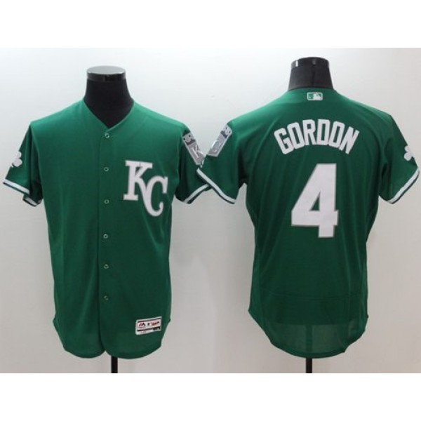 Royals #4 Alex Gordon Green Celtic Flexbase Authentic Collection Stitched Jersey