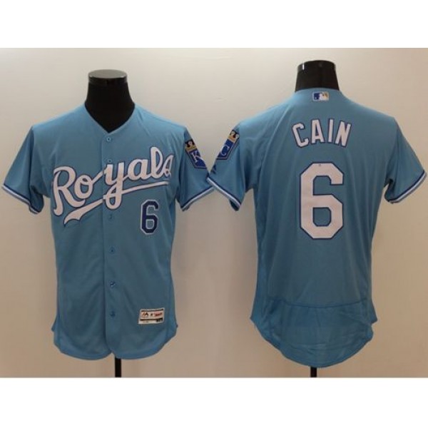 Royals #6 Lorenzo Cain Light Blue Flexbase Authentic Collection Stitched Jersey