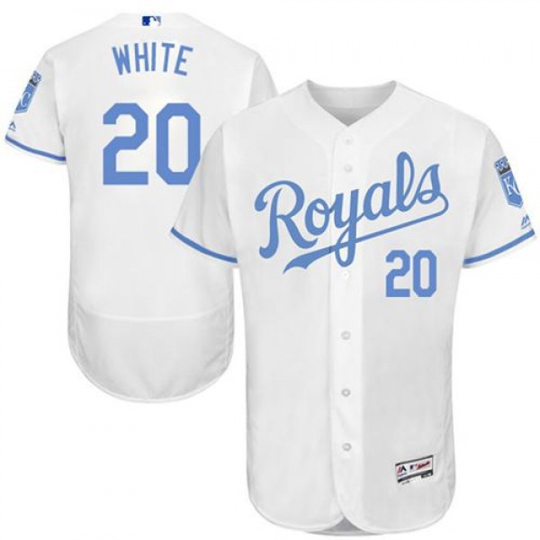 Royals #20 Frank White White Flexbase Authentic Collection 2016 Father's Day Stitched Jersey