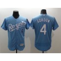 Royals #4 Alex Gordon Light Blue Flexbase Authentic Collection Stitched Jersey