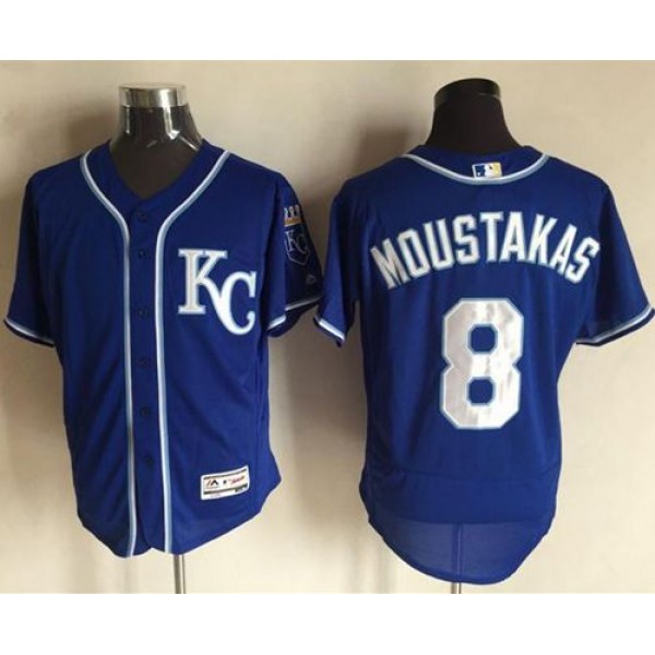 Royals #8 Mike Moustakas Royal Blue Flexbase Authentic Collection Stitched Jersey