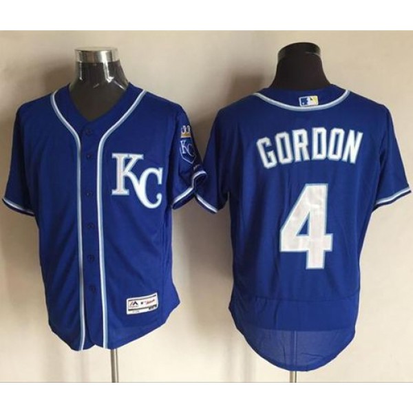 Royals #4 Alex Gordon Royal Blue Flexbase Authentic Collection Stitched Jersey