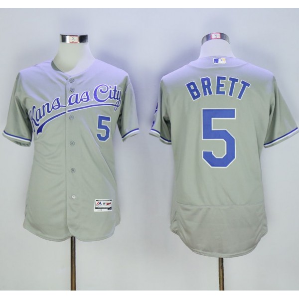Royals #5 George Brett Grey Flexbase Authentic Collection Stitched Jersey