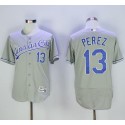 Royals #13 Salvador Perez Grey Flexbase Authentic Collection Stitched Jersey