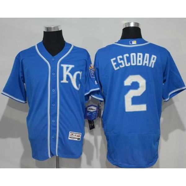Royals #2 Alcides Escobar Royal Blue Flexbase Authentic Collection Stitched Jersey