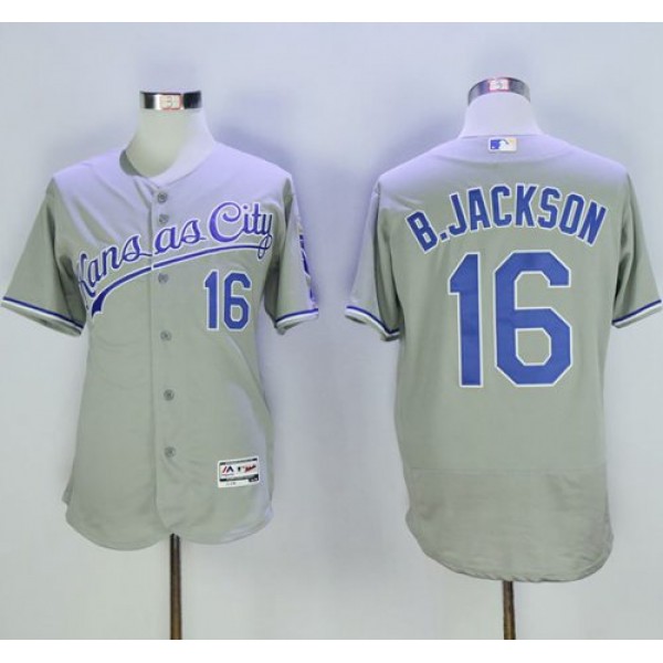 Royals #16 Bo Jackson Grey Flexbase Authentic Collection Stitched Jersey