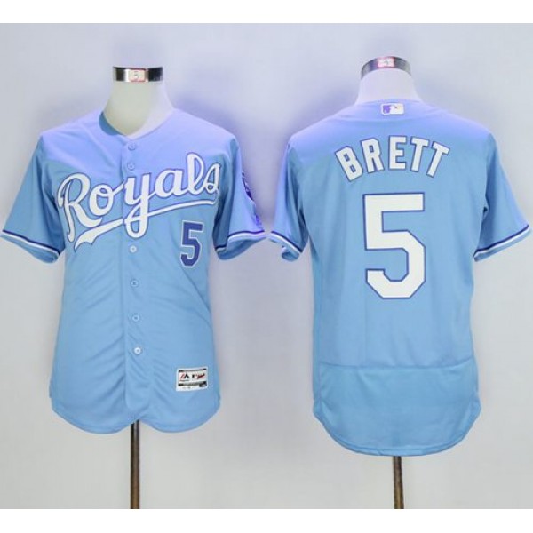 Royals #5 George Brett Light Blue Flexbase Authentic Collection Stitched Jersey