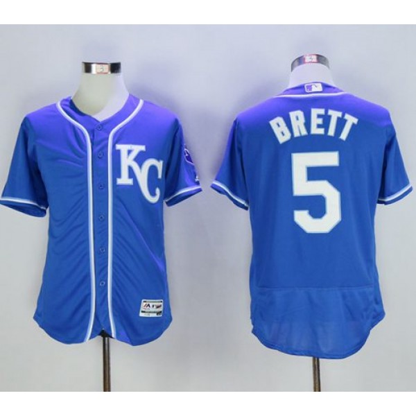 Royals #5 George Brett Royal Blue Flexbase Authentic Collection Stitched Jersey