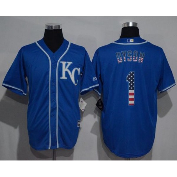 Royals #1 Jarrod Dyson Blue USA Flag Fashion Stitched Jersey