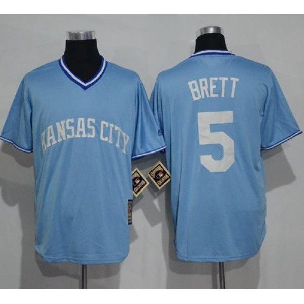 Royals #5 George Brett Light Blue Cooperstown Stitched Jersey