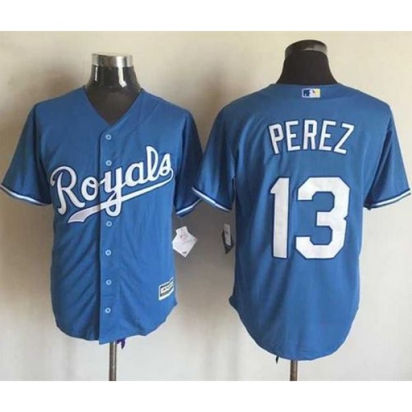Royals #13 Salvador Perez Light Blue Alternate 1 New Cool Base Stitched Jersey