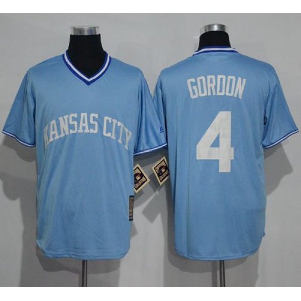Royals #4 Alex Gordon Light Blue Cooperstown Stitched Jersey