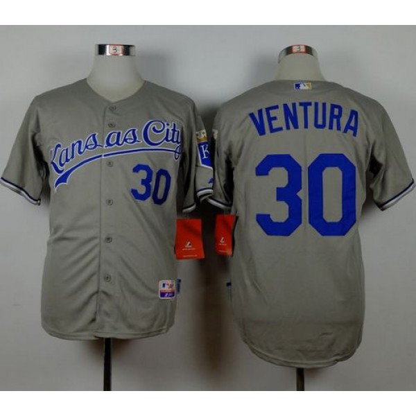 Royals #30 Yordano Ventura Grey Road Cool Base Stitched Jersey