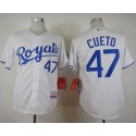 Royals #47 Johnny Cueto White Cool Base Stitched Jersey