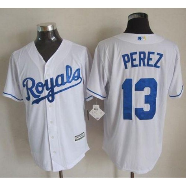 Royals #13 Salvador Perez White New Cool Base Stitched Jersey
