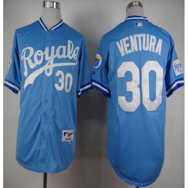 Royals #30 Yordano Ventura Light Blue 1985 Turn Back The Clock Stitched Jersey