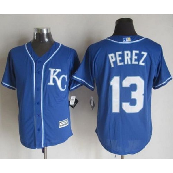 Royals #13 Salvador Perez Blue Alternate 2 New Cool Base Stitched Jersey