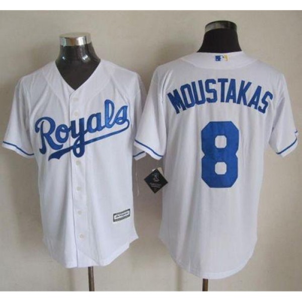 Royals #8 Mike Moustakas White New Cool Base Stitched Jersey