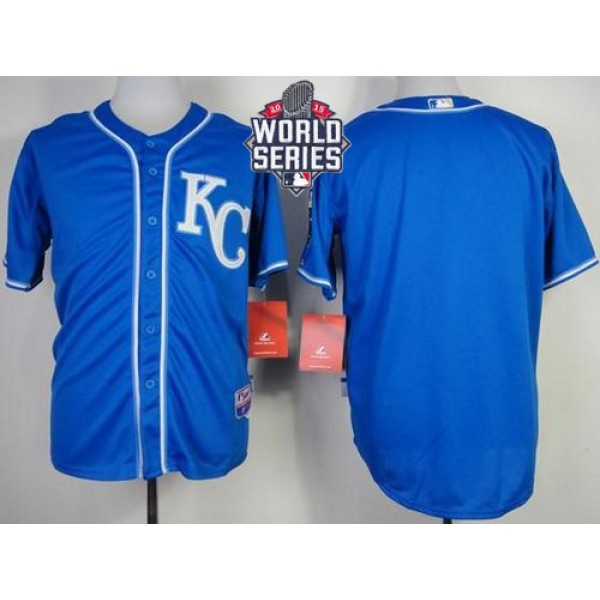Royals Blank Blue Alternate 2 Cool Base W 2015 World Series Patch Stitched Jersey