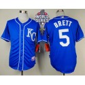 Royals #5 George Brett Light Blue Alternate 2 Cool Base W 2015 World Series Patch Stitched Jersey