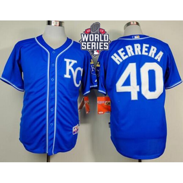 Royals #40 Kelvin Herrera Light Blue Alternate 2 Cool Base W 2015 World Series Patch Stitched Jersey