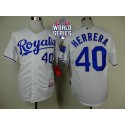Royals #40 Kelvin Herrera White Cool Base W 2015 World Series Patch Stitched Jersey