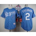 Royals #2 Alcides Escobar Light Blue Alternate 1 Cool Base W 2015 World Series Patch Stitched Jersey