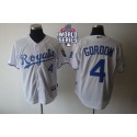 Royals #4 Alex Gordon White Cool Base W 2015 World Series Patch Stitched Jersey