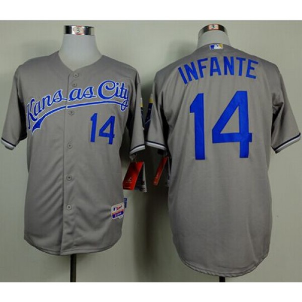 Royals #14 Omar Infante Grey Cool Base Stitched Jersey