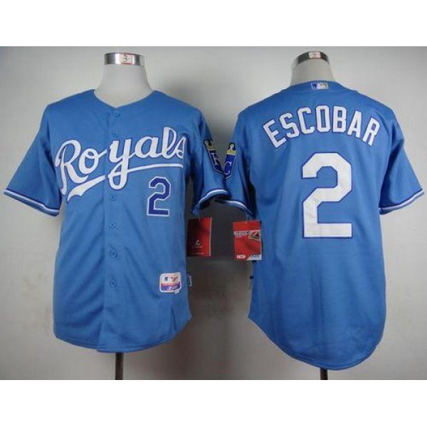 Royals #2 Alcides Escobar Light Blue Alternate 1 Cool Base Stitched Jersey