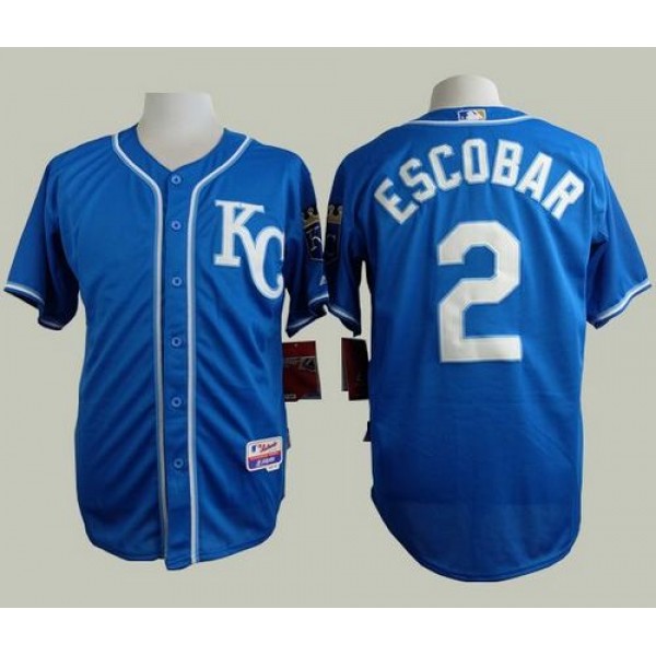 Royals #2 Alcides Escobar Blue Alternate 2 Cool Base Stitched Jersey