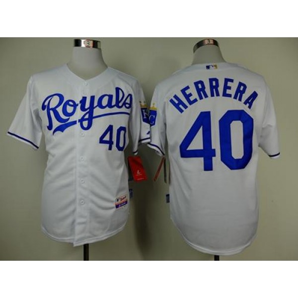 Royals #40 Kelvin Herrera White Cool Base Stitched Jersey