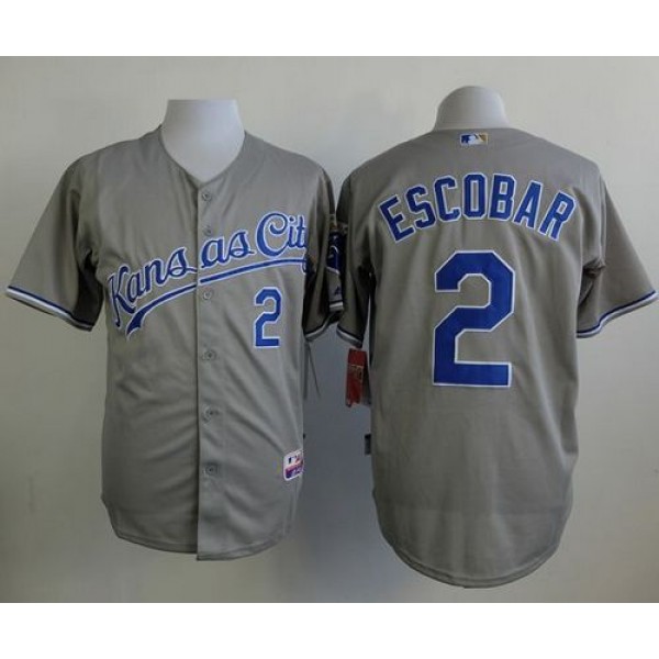 Royals #2 Alcides Escobar Grey Cool Base Stitched Jersey
