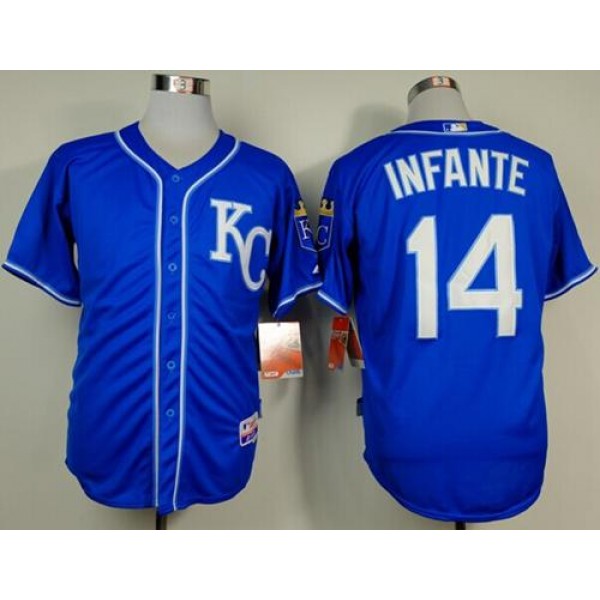 Royals #14 Omar Infante Light Blue Alternate 2 Cool Base Stitched Jersey