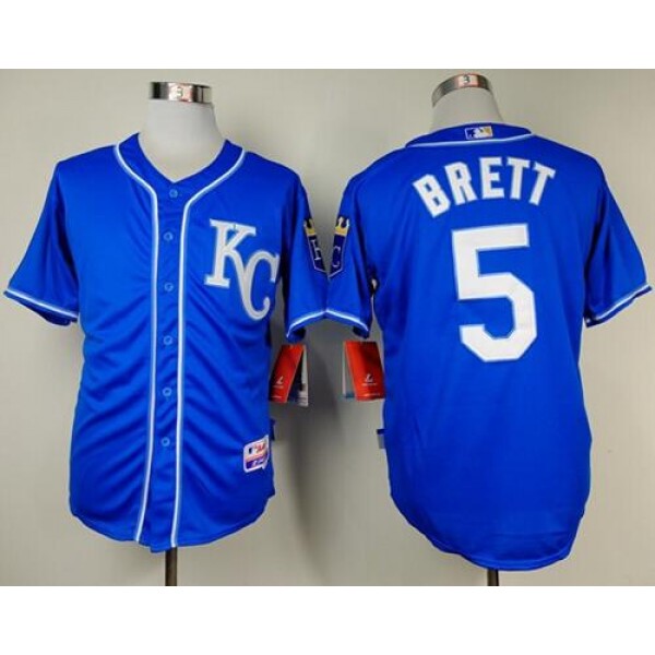 Royals #5 George Brett Light Blue Alternate 2 Cool Base Stitched Jersey
