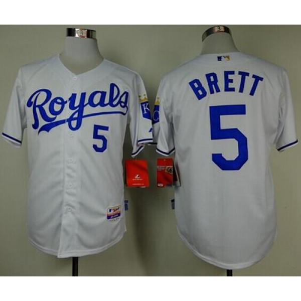 Royals #5 George Brett White Cool Base Stitched Jersey