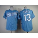 Royals #13 Salvador Perez Light Blue Cool Base Stitched Jersey