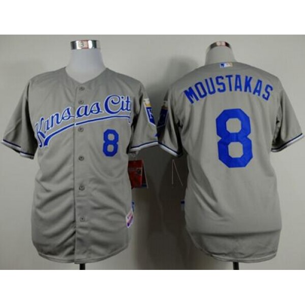 Royals #8 Mike Moustakas Grey Cool Base Stitched Jersey
