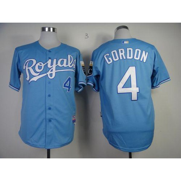 Royals #4 Alex Gordon Light Blue Cool Base Stitched Jersey