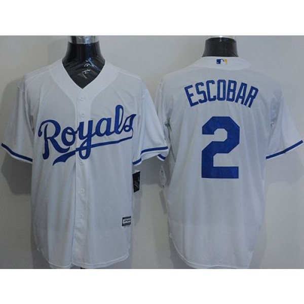 Royals #2 Alcides Escobar White New Cool Base Stitched Jersey