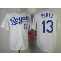 Royals #13 Salvador Perez White Cool Base Stitched Jersey