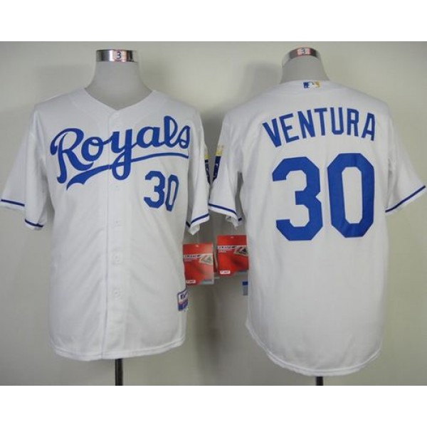 Royals #30 Yordano Ventura White Cool Base Stitched Jersey