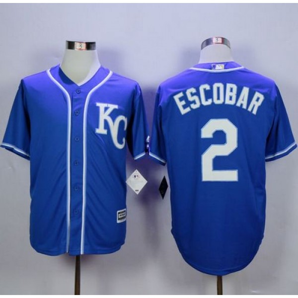 Royals #2 Alcides Escobar Blue Alternate 2 New Cool Base Stitched Jersey
