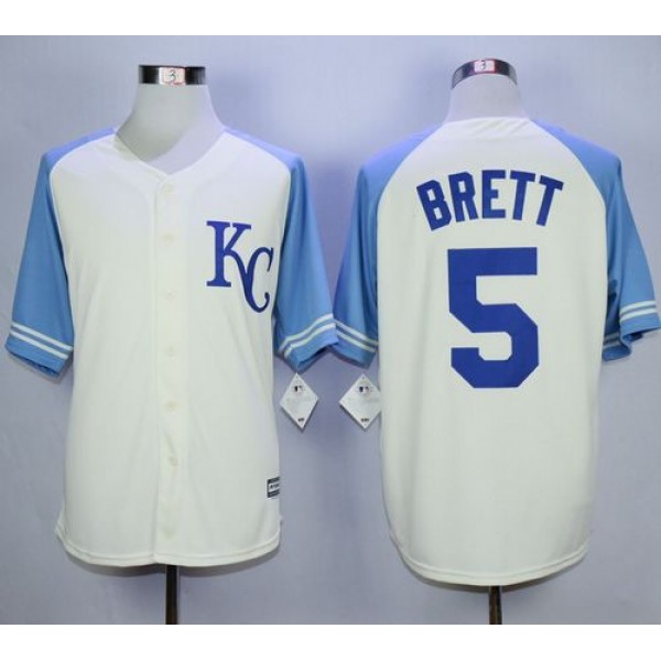 Royals #5 George Brett Cream Exclusive Vintage Stitched Jersey