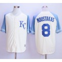 Royals #8 Mike Moustakas Cream Exclusive Vintage Stitched Jersey