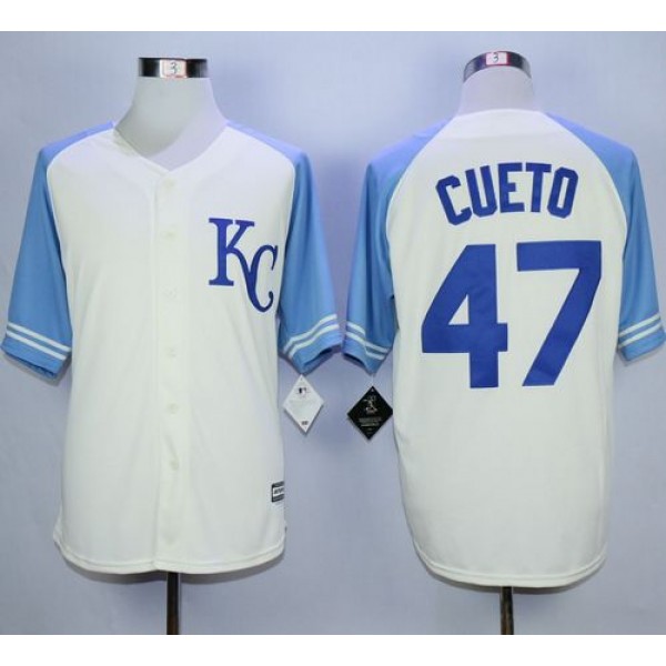 Royals #47 Johnny Cueto Cream Exclusive Vintage Stitched Jersey