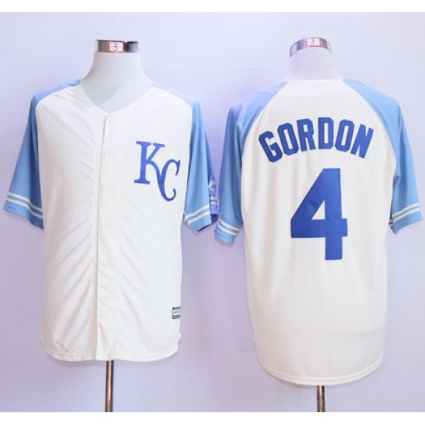 Royals #4 Alex Gordon Cream Exclusive Vintage Stitched Jersey