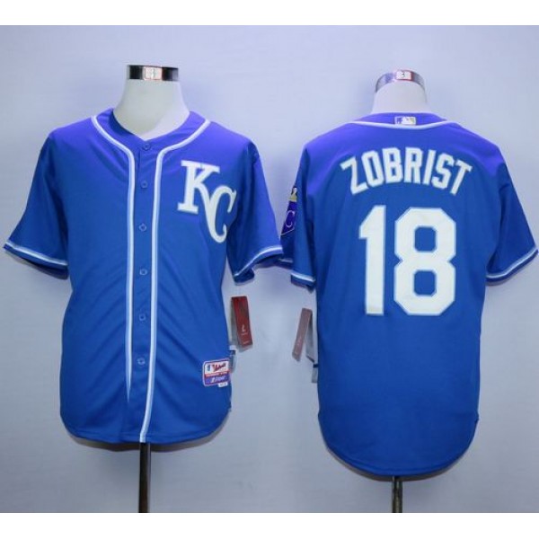 Royals #18 Ben Zobrist Blue Alternate 2 Cool Base Stitched Jersey