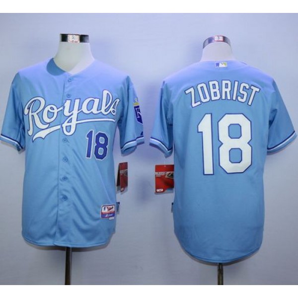 Royals #18 Ben Zobrist Light Blue Alternate 1 Cool Base Stitched Jersey