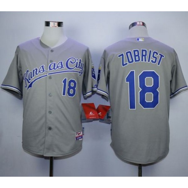 Royals #18 Ben Zobrist Grey Cool Base Stitched Jersey